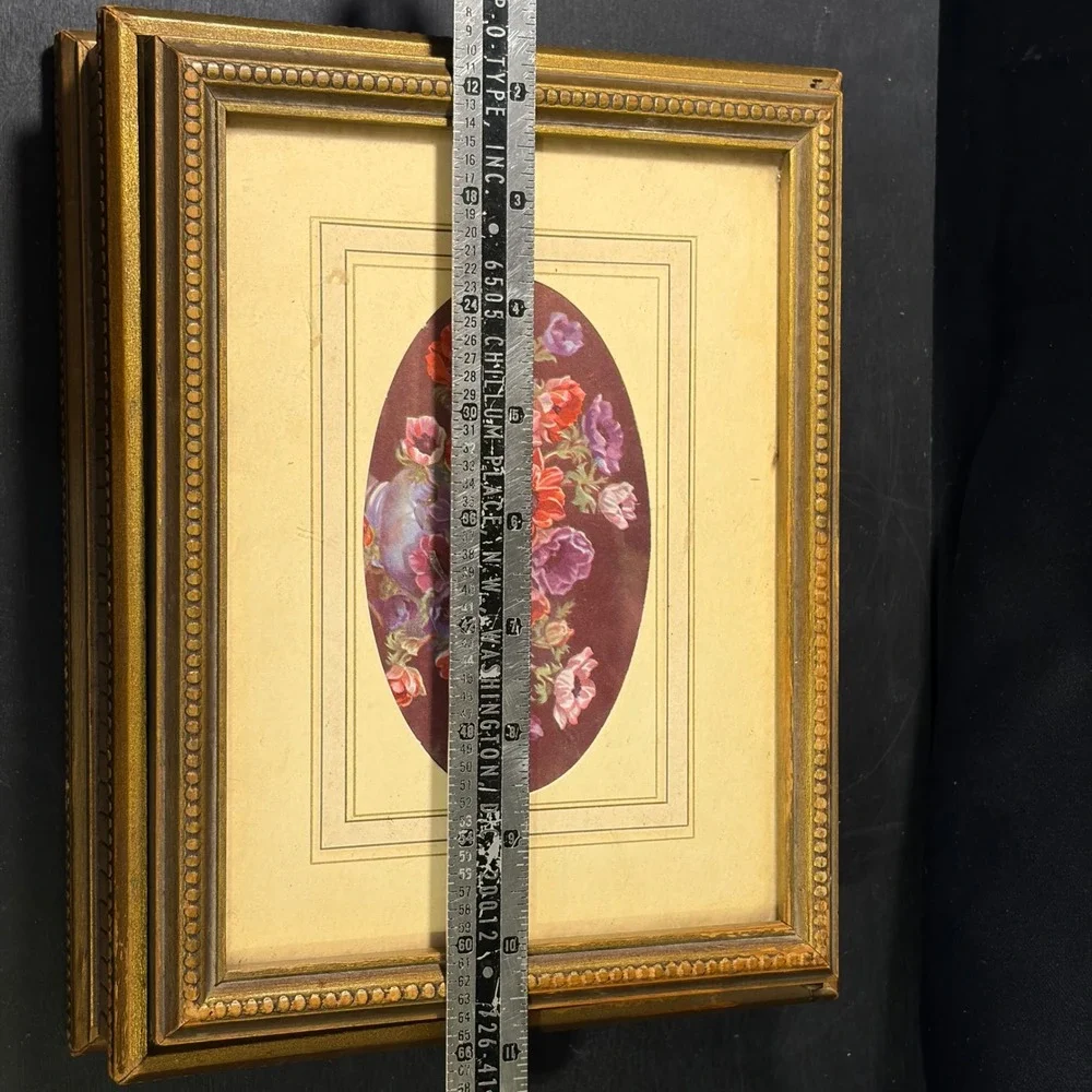 Vintage Ornate Gold Gilt Wood Jewelry Box Floral Art Glass Lid 10.5 Inch